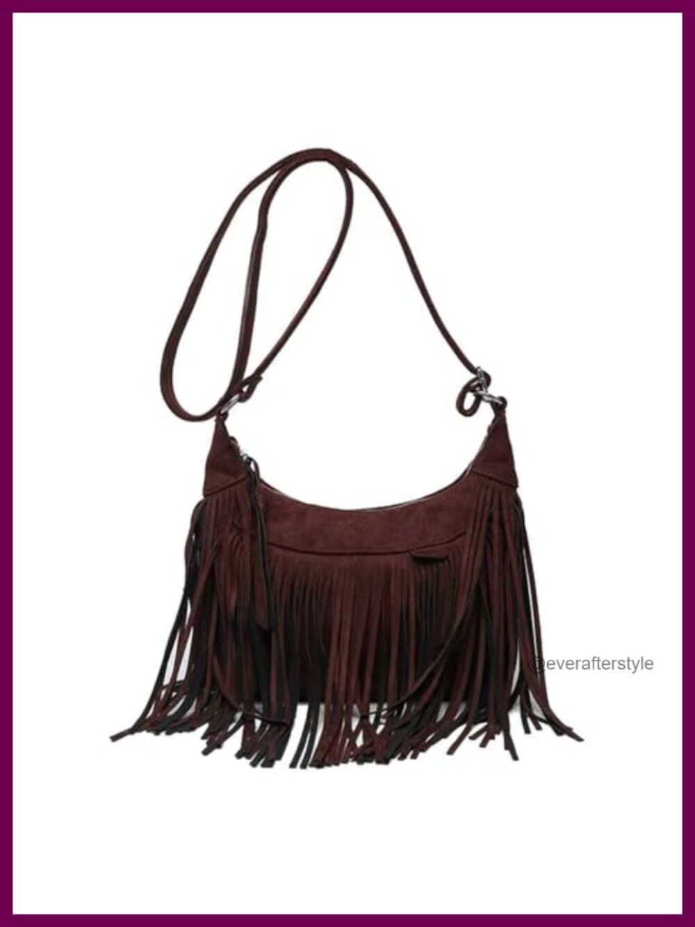 Fringe Crossbody Hobo Bag Vegan Suede Fringe Tassel Shoulder Bag Boho Purse